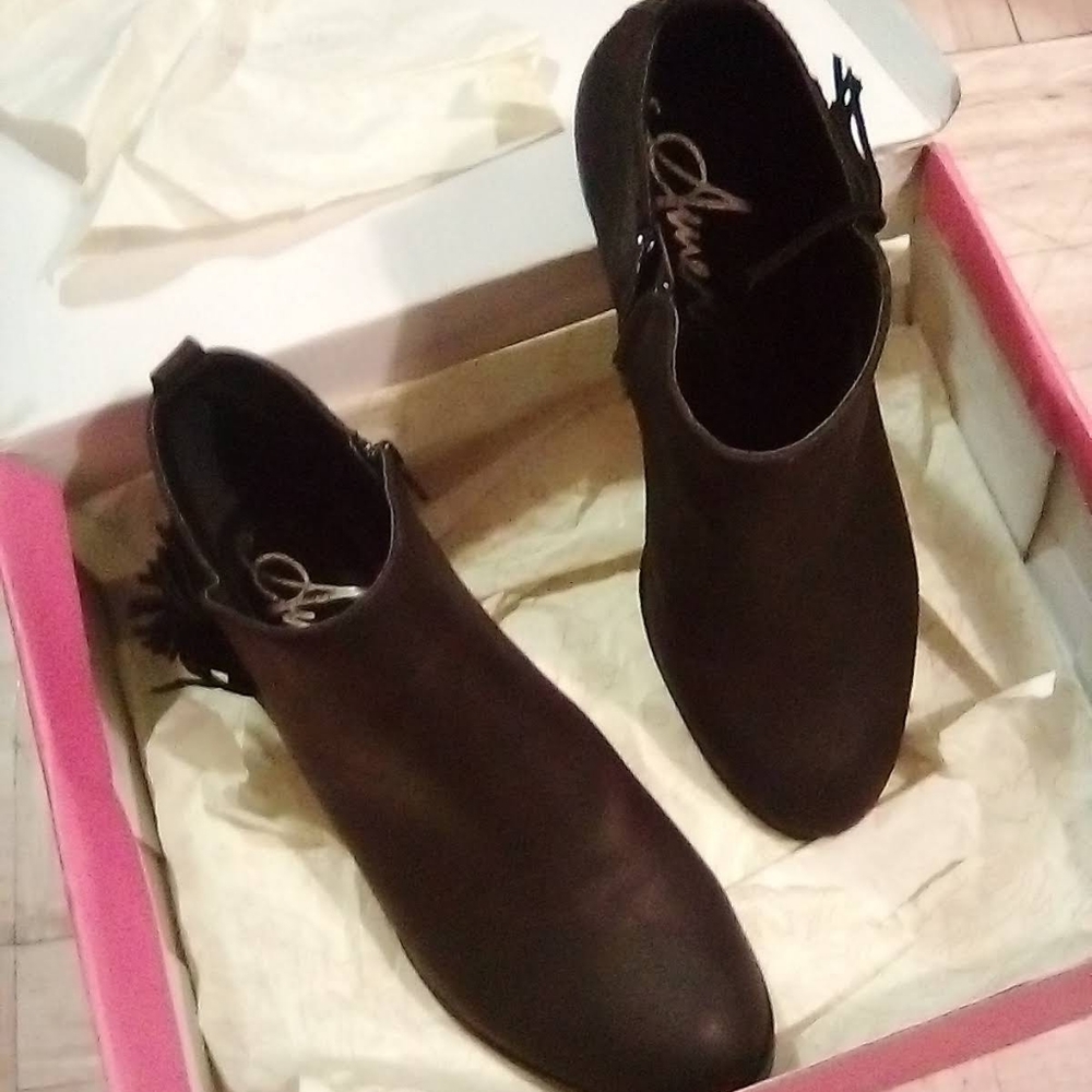 Women's Leather Black Booties'AMERICAN RAG' s7NIB